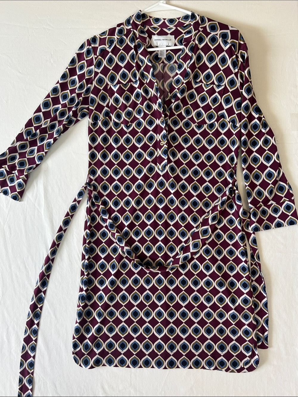 Donna Morgan Burgundy & Navy Geometric Dress